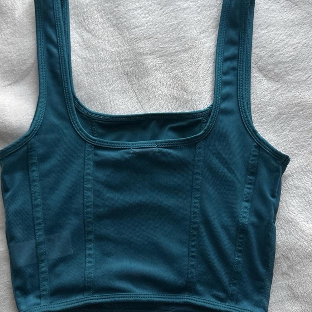 Garage Teal Square Neck Sports Bralette